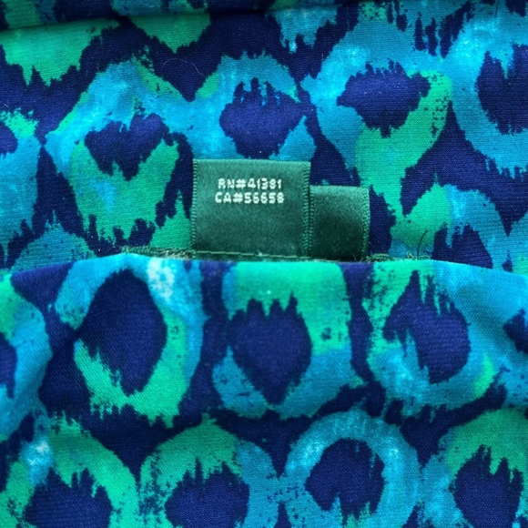 RALPH LAUREN Jersey Blue Green Print Dress Cocktail Batik Moc Wrap Empire, Sz 10 - Picture 4 of 9